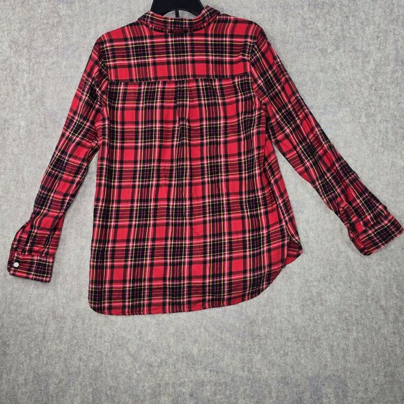 Old Navy Red & Black Plaid Classic Fit Flannel Shirt M - Picture 2 of 5